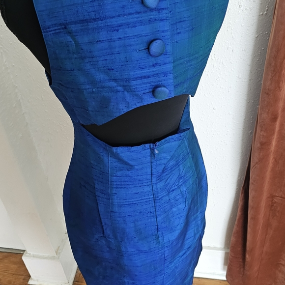 Vintage 80s Blue Sleeveless Cocktail Dress By Gillian Womens Size 4 - Picture 3 of 3
